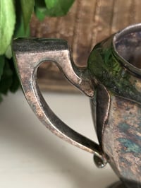Image 3 of Silver Plated Pitcher, Aged Patina Creamer, Farmhouse Decor