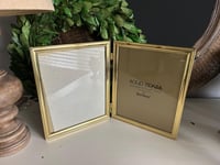 Image 1 of Brass Double Picture Frame, Folding Bi-Fold, 8x10