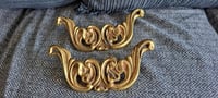 Image 2 of Brass Rococo Furniture Bracket Pair, Ornate French Baroque Trim