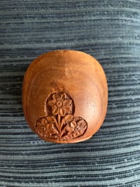 Image 4 of Set of 4 Floral Carved Wood Coasters, with Holder