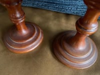 Image 4 of Set of 2 Carved Wood Goblets, Floral Design