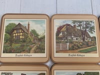 Image 3 of Set of 6 Square Coasters, English Cottage with Cork