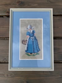 Image 1 of Framed Petit Point ,Dutch Girl, Needlepoint 