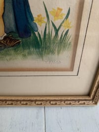 Image 2 of Framed Vintage Boy and Daffodils Print
