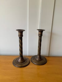 Image 1 of Set of 2 Brass Candleholders, Vintage Decor, Candlesticks