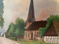 Image 5 of Oil Painting, Large Church Scene, Signed, 1963