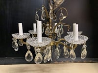 Image 1 of Antique Spanish Brass and Crystal Chandelier