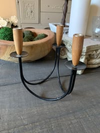 Image 1 of Wood and Metal Candelabra