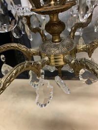 Image 5 of Antique Spanish Brass and Crystal Chandelier