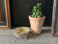 Image 2 of Glass Ashtray, Brass Footed Dish