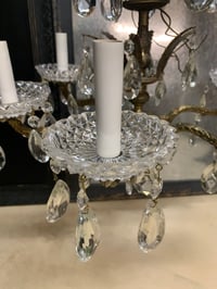 Image 6 of Antique Spanish Brass and Crystal Chandelier