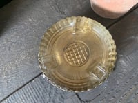 Image 3 of Glass Ashtray, Brass Footed Dish