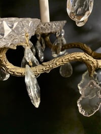 Image 7 of Antique Spanish Brass and Crystal Chandelier