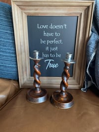 Image 1 of Pair of Vintage Wood Candleholders