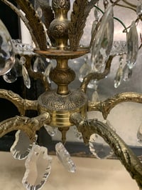Image 8 of Antique Spanish Brass and Crystal Chandelier