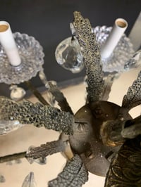 Image 10 of Antique Spanish Brass and Crystal Chandelier