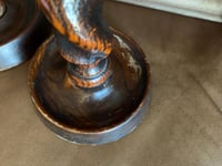 Image 4 of Pair of Vintage Wood Candleholders