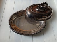 Image 1 of Antique Ornate Silver Serving Dish, Made in England