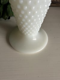 Image 8 of Milk Glass Vase, MCM Hobnail Dot & Dash Trumpet Vase