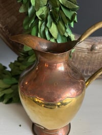 Image 2 of Brass and Copper Pitcher, MCM Jug, Farmhouse Vase