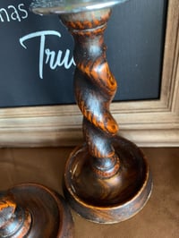 Image 9 of Pair of Vintage Wood Candleholders