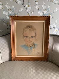 Image 1 of Child Portrait: 1968 Original Art in Wood Frame