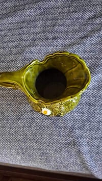Image 5 of Green Floral Ceramic Pitcher, Made in Japan