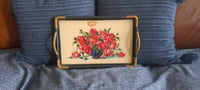 Image 1 of Wicker Serving Tray, Floral Design