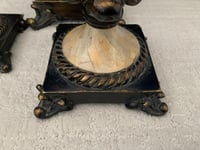 Image 5 of Ornate Resin Candleholder Set: Gold and Bronze Pillar Trio