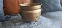 Image 5 of Brass Planter Pot, Handmade Indian Decor (Handle Missing)