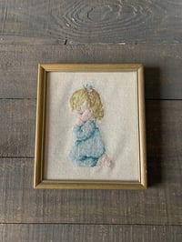 Image 1 of Gold Wood Picture Frame: Baby Embroidery Art