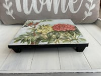 Image 1 of Hand-Painted Tile Riser, Signed