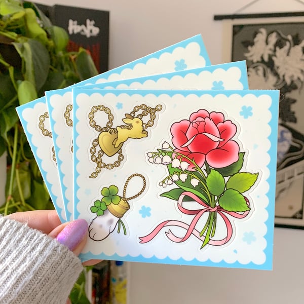 Image of B GRADE Victorian Style Tattoo Flash MINI Sticker Sheet