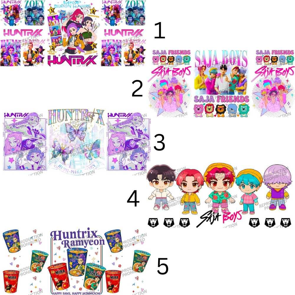Image of K-Pop Kpop K Pop Demon Hunter Saja Boys Huntrix Choice of 5 Uv Dtf Wrap W0797