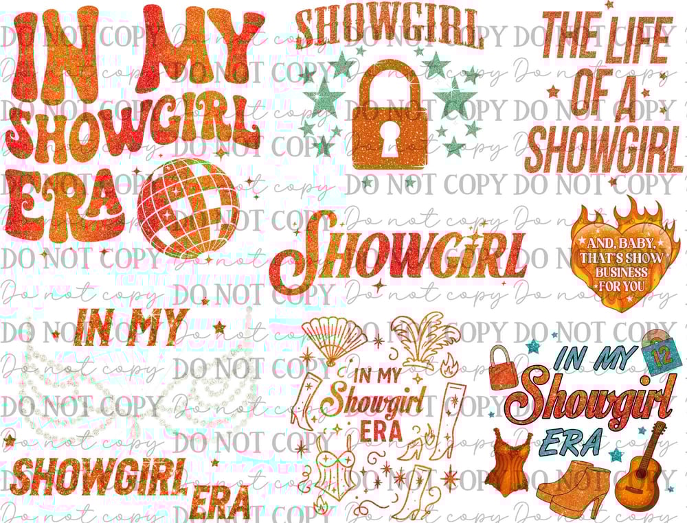 Image of Taylor Swift Showgirl Era Uv Dtf Decal Sheet W0738