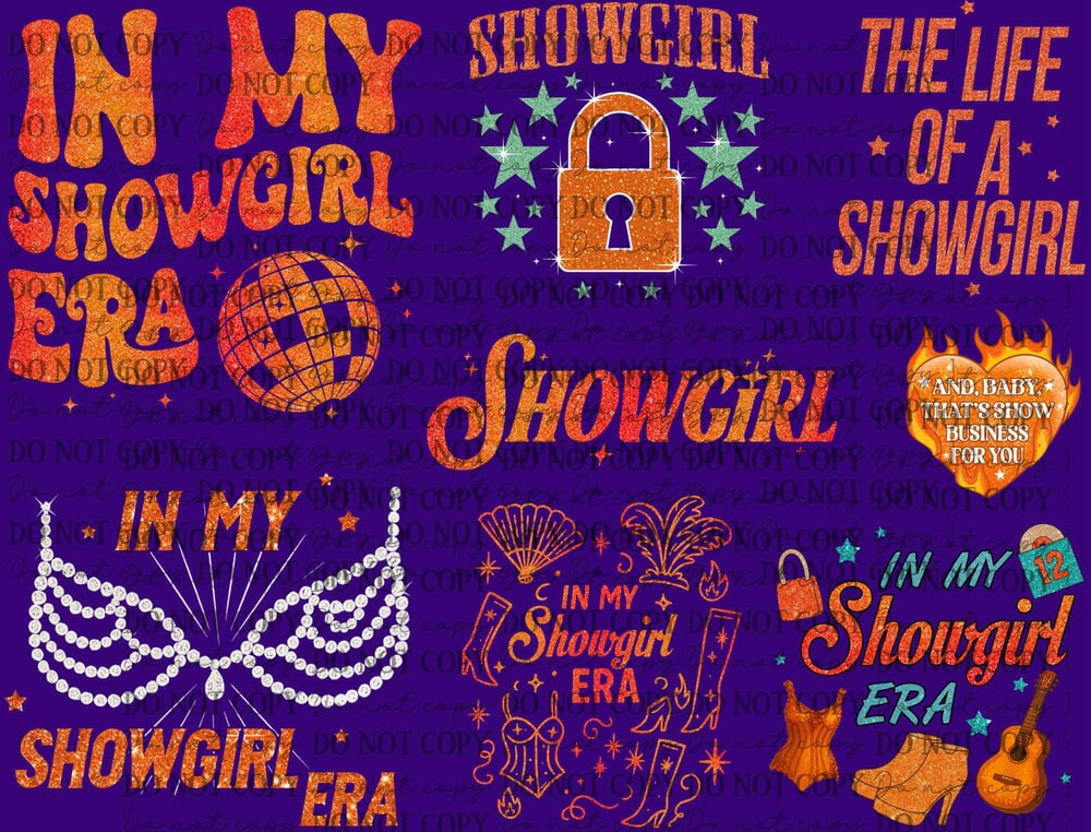 Image of Taylor Swift Showgirl Era Uv Dtf Decal Sheet