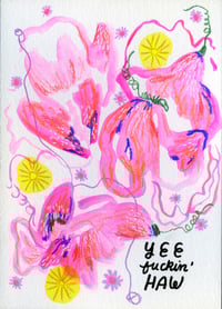 Yee fuckin haw- Original gouache & color pencil 5x7 painting