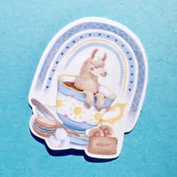 Image 1 of Teacup Llama, High Tea - Vinyl Sticker