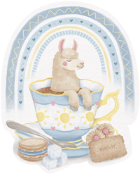 Image 3 of Teacup Llama, High Tea - Vinyl Sticker