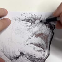 Image 5 of Donald Trump Ear Shot | 4x6 | Original Ink Drawing
