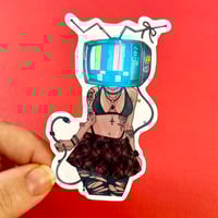 Image 1 of TV Head Alternative Punk Girl - Vinyl Sticker