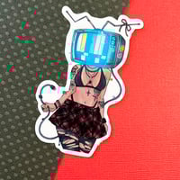 Image 2 of TV Head Alternative Punk Girl - Vinyl Sticker
