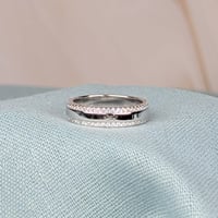 Image 1 of Eternity band sparkle Baha'i Ringstone symbol sterling silver CZ ring