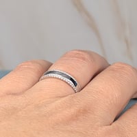 Image 2 of Eternity band sparkle Baha'i Ringstone symbol sterling silver CZ ring