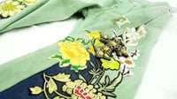 Image 4 of Flower Patchwork Denim Pants (Green)