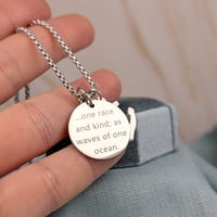 Image 3 of Waves of the same sea Bahá'í Necklace Quote Stainless Steel