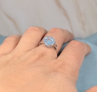 Image 2 of Sky blue Topaz and Apatite silver 9 pointed Star KaleidosCut Lehrer - Baha'i ring & pendant