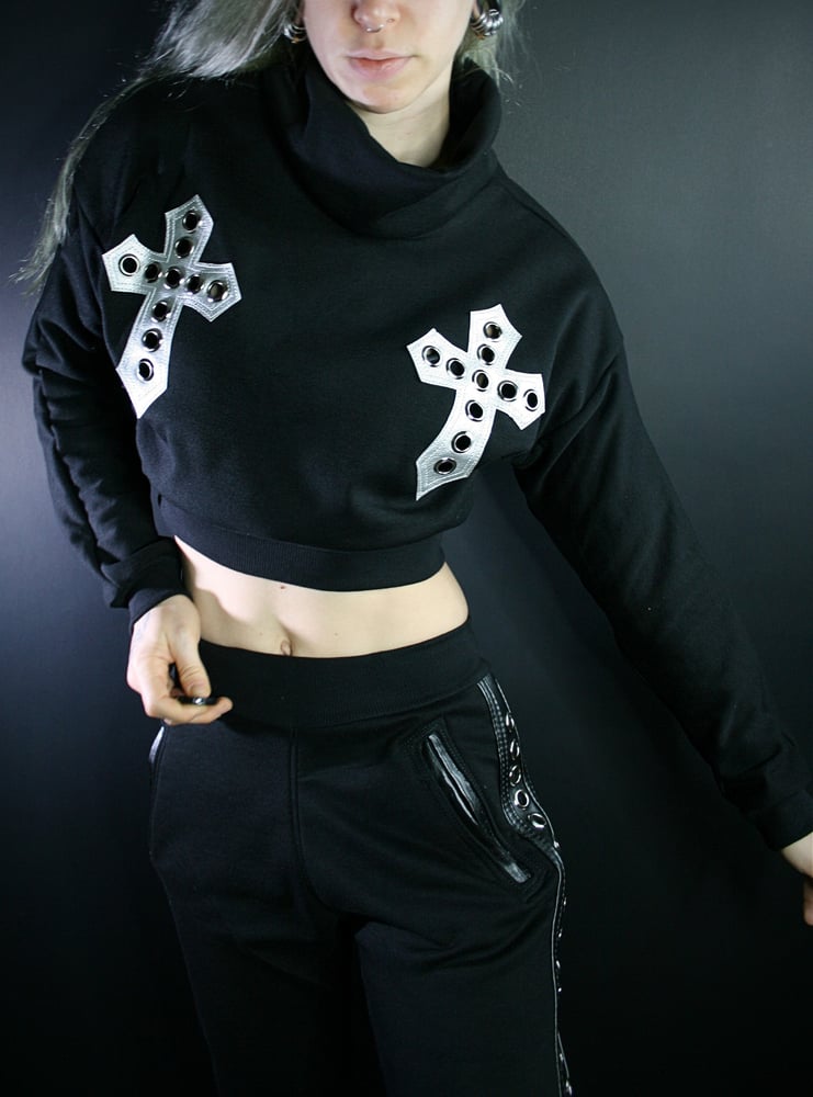 Image of CRUCIFY SILVER FLEECE LONG SLEEVE