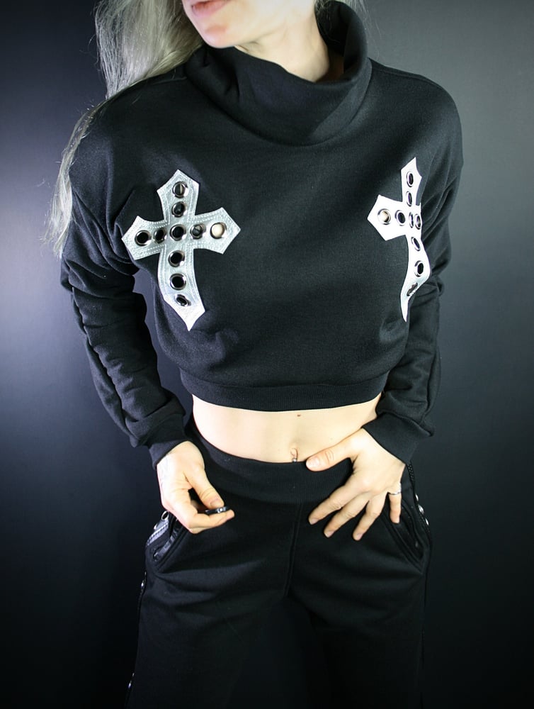 Image of CRUCIFY SILVER FLEECE LONG SLEEVE