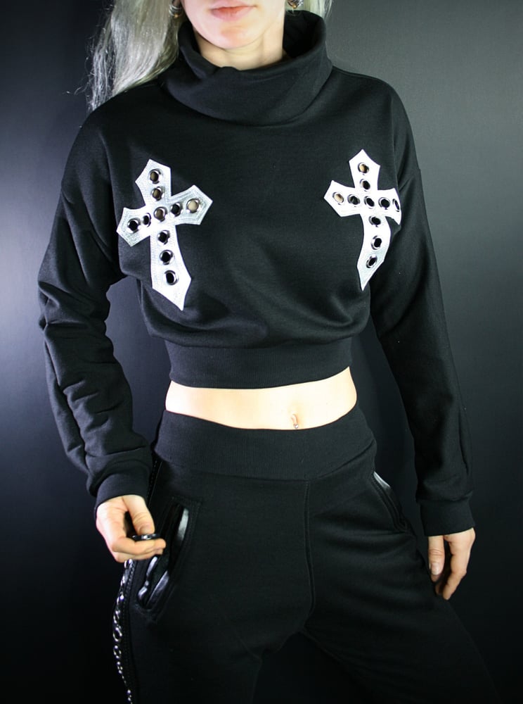 Image of CRUCIFY SILVER FLEECE LONG SLEEVE
